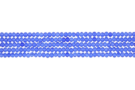 СТЪКЛЕНИ МЪНИСТА - КРИСТАЛИ - 4х3мм - ПРОЗРАЧНИ - СИНЬО 004 - НАНИЗ (128 бр.) Отвор-1.0мм