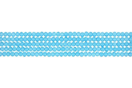GLASS BEADS - FACETED RONDELLE CRYSTALS - 4x3mm - TRANSPARENT - BLUE (LIGHT) 008 - STRING (128pcs.) Hole-1.0mm