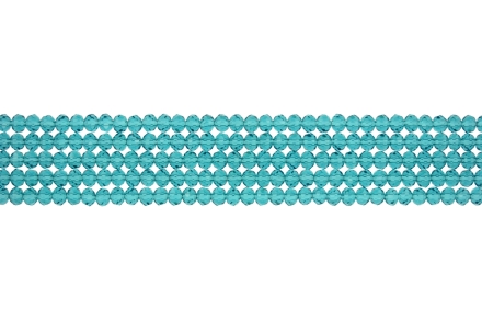 GLASS BEADS - FACETED RONDELLE CRYSTALS - 4x3mm - TRANSPARENT - TURQUOISE 022 - STRING (128pcs.) Hole-1.0mm