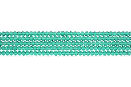 GLASS BEADS - FACETED RONDELLE CRYSTALS - 4x3mm - TRANSPARENT - TURQUOISE GREEN 023 - STRING (128pcs.) Hole-1.0mm
