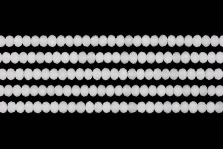 GLASS BEADS - FACETED RONDELLE CRYSTALS - 6x5mm - MILKY - WHITE 037 - PACKAGE (5x88pcs.) Hole-1.2mm