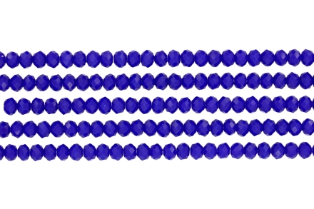 GLASS BEADS - FACETED RONDELLE CRYSTALS - 6x5mm - OPAQUE - BLUE (DARK) 058 - PACKAGE (5x88pcs.) Hole-1.2mm