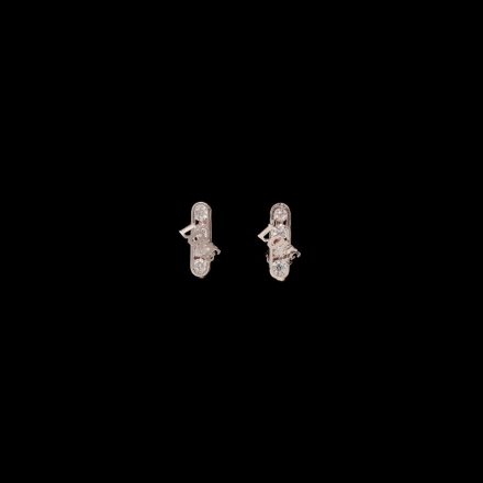 JEWELRY - EARRINGS - CLIPS - ZIRCON - LOVE Е569 - 0.8x1.9cm ROSE GOLD AND WHITE - 1 pair
