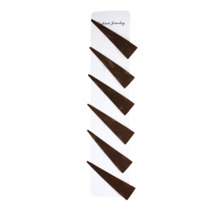 JEWELRY - METAL SNAP HAIR CLIP - METAL AND VELVET - MODEL 12 - 8.6x2.3x1.2cm BROWN - PACKAGE 6pcs.