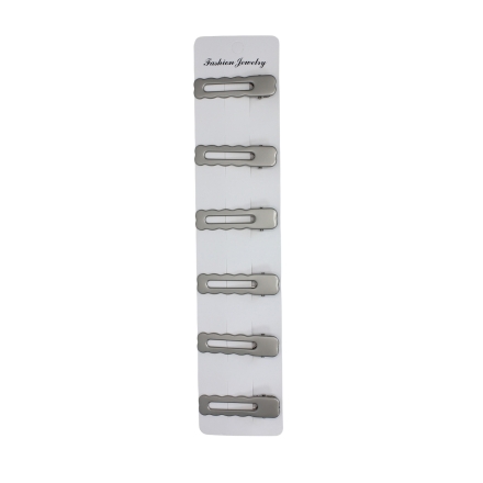 JEWELRY - METAL SNAP HAIR CLIP - METAL - MODEL 16 - 6.0x1.5x1.1cm NICKEL (MATTE) - PACKAGE 6pcs.
