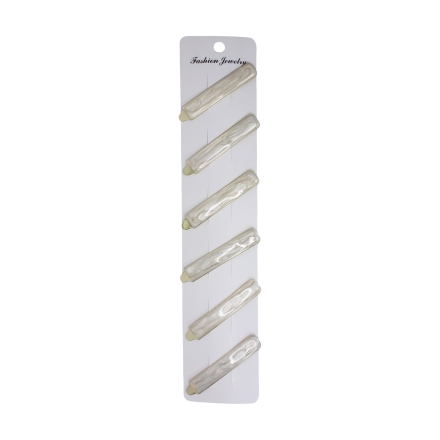JEWELRY - METAL SNAP HAIR CLIP - METAL AND ENAMEL - MODEL 17 - 7.1x1.3x0.5cm GOLD AND ECRU - PACKAGE 6pcs.