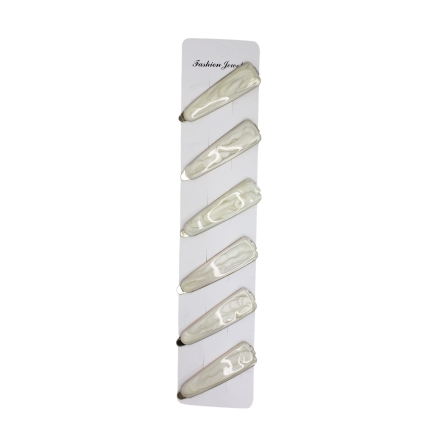 JEWELRY - METAL SNAP HAIR CLIP - METAL AND ENAMEL - MODEL 18 - 7.3x2.0x0.4cm GOLD AND ECRU - PACKAGE 6pcs.