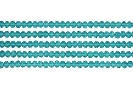 GLASS BEADS - FACETED RONDELLE CRYSTALS - 6x5mm - TRANSPARENT - TURQUOISE 022 - STRING (88pcs.) Hole-1.2mm