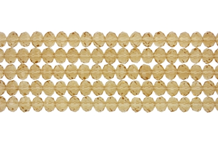 GLASS BEADS - FACETED RONDELLE CRYSTALS - 8x6mm - TRANSPARENT - AMBER 025 - STRING (66pcs.) Hole-1.5mm