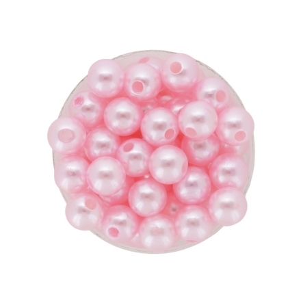 ACRYLIC IMITATION PLASTIC PEARLS - BALL - 10mm PINK 15 - 50g Hole-2.5mm (100pcs.)