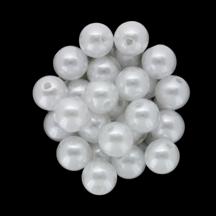 ACRYLIC IMITATION PLASTIC PEARLS - BALL - 12mm WHITE 01 - 50g Hole-2.5mm (55pcs.)