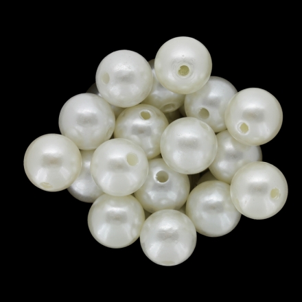 ACRYLIC IMITATION PLASTIC PEARLS - BALL - 14mm ECRU 62 - 50g Hole-2.5mm (35pcs.)