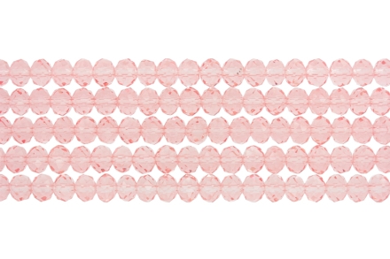 GLASS BEADS - FACETED RONDELLE CRYSTALS - 8x6mm - TRANSPARENT - PINK 031 - PACKAGE (5x66pcs.) Hole-1.5mm