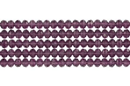 GLASS BEADS - FACETED RONDELLE CRYSTALS - 8x6mm - TRANSPARENT - PURPLE (DARK) 010 - STRING (66pcs.) Hole-1.5mm