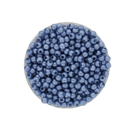 ACRYLIC IMITATION PLASTIC PEARLS MATTED - BALL - 4mm BLUE 107 - PACKAGE 500g Hole-1.7mm (21300pcs.)