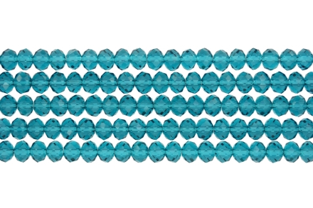 GLASS BEADS - FACETED RONDELLE CRYSTALS - 8x6mm - TRANSPARENT - TURQUOISE 022 - PACKAGE (5x66pcs.) Hole-1.5mm