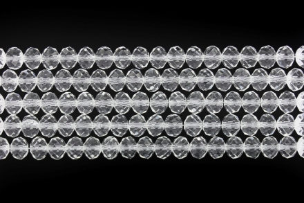 GLASS BEADS - FACETED RONDELLE CRYSTALS - 8x6mm - TRANSPARENT - WHITE 001 - PACKAGE (5x66pcs.) Hole-1.5mm