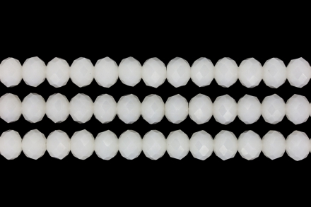 GLASS BEADS - FACETED RONDELLE CRYSTALS - 10x8mm - MILKY - WHITE 037 - PACKAGE (3x70pcs.) Hole-1.5mm