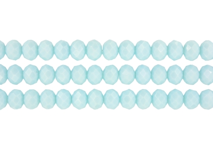 GLASS BEADS - FACETED RONDELLE CRYSTALS - 10x8mm - OPAQUE - BLUE (LIGHT) 053 - STRING (70pcs.) Hole-1.5mm