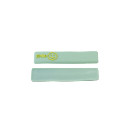 PLASTIC BEADS - RUBBER 3D - FOR GLUING - TAPE 01 WITH EMOJI - 65x12x3mm MINT-YELLOW - PACKAGE 30pcs.