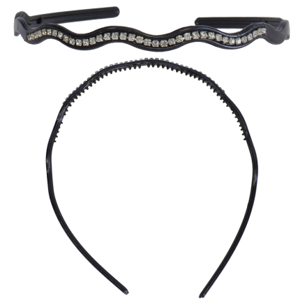 JEWELRY - ACCESSORY FOR HAIR - TIARA WITH CRYSTALS D035 - PLASTIC AND GLASS - BLACK-NICKEL-WHITE - PACKAGE 6pcs.