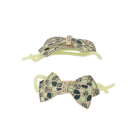 JEWELRY - RESIN BRACKET FOR HAIR WITH GLASS CRYSTALS SH108 - RIBBON - 10.5x4.0x2.6cm PEACH-GREEN (LIGHT)-GREEN (DARK) - 1pcs.   