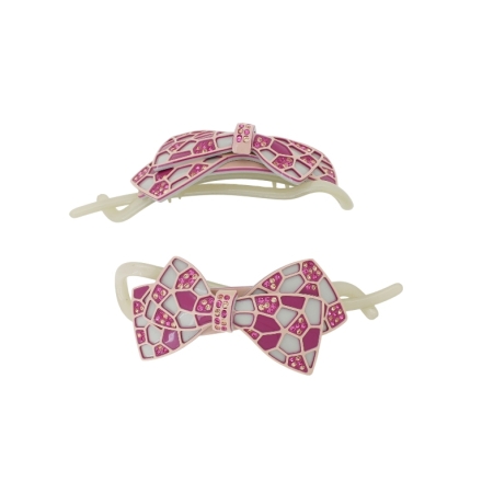 JEWELRY - RESIN BRACKET FOR HAIR WITH GLASS CRYSTALS SH108 - RIBBON - 10.5x4.0x2.6cm PINK (LIGHT)-CYCLAMEN-BEIGE - 1pcs.   