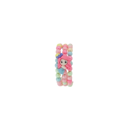 JEWELRY - CHILDREN'S BRACELET - MEMORY WIRE AND PLASTIC - MERMAID G171 - PINK-BLUE-MIX - PACKAGE 12pcs.