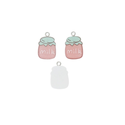 PLASTIC BEADS - RESIN 3D - PENDANT - JAR 01 - 15x23x3mm PINK AND TURQUOISE - 2pcs. Hole-2.0mm