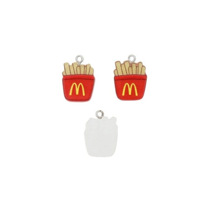 PLASTIC BEADS - RESIN 3D - PENDANT - FRIED POTATOES 03 - 16x22x3mm RED-YELLOW-BROWN (LIGHT) - 2pcs. Hole-2.0mm