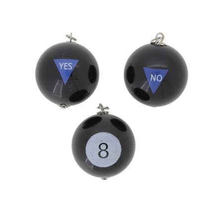 PLASTIC BEADS - RESIN 3D - PENDANT - BILLIARD BALL 01 - 30x35mm BLACK-GRAY-BLUE (DARK) - 1pc. Hole-3.0mm