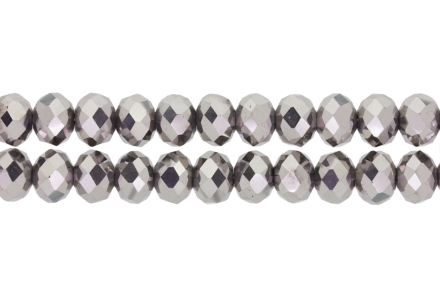 GLASS BEADS - FACETED RONDELLE CRYSTALS - 12x9mm - METALLIC - SILVER HALF-METALLIC 110 - STRING (72pcs.) Hole-1.8mm