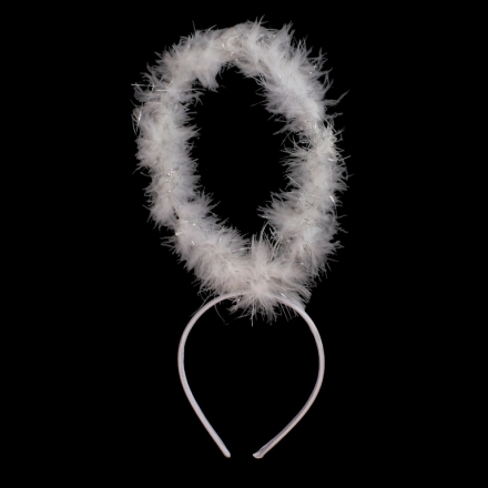 JEWELRY - ACCESSORY FOR HAIR - TIARA D050 - PLASTIC AND SATIN - HALO - WHITE AND SILVER - PACKAGE 6pcs.