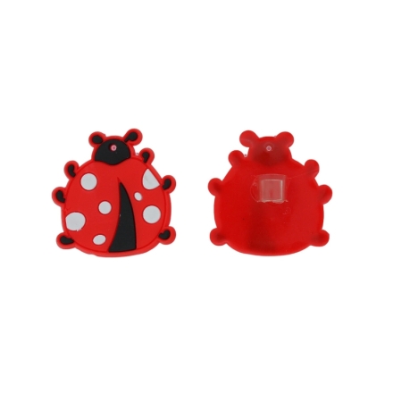 PLASTIC BEADS - RUBBER 3D - DECORATION - LADYBUG 01 - 45x44x3mm RED-BLACK-WHITE - PACKAGE 20pcs.