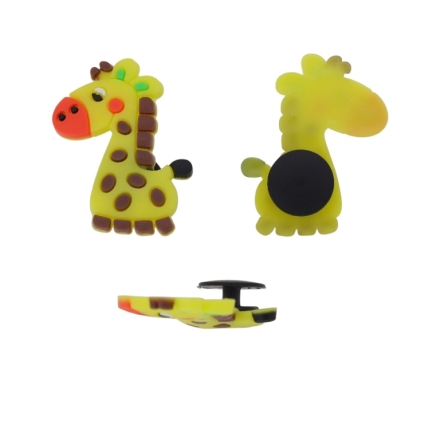 PLASTIC BEADS - RUBBER 3D - BUTTON - DINOSAUR 09 - 27x34x3mm YELLOW-BROWN - PACKAGE 20pcs.