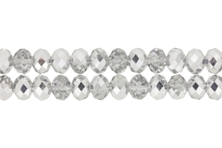 GLASS BEADS - FACETED RONDELLE CRYSTALS - 12x9mm - TRANSPARENT - SILVER HALF-METALLIC 108 - PACKAGE (2x72pcs.) Hole-1.8mm
