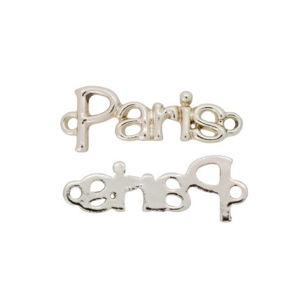 METAL BEADS WITH GLOSS - CONNECTING ELEMENT - 2 RINGS - INSCRIPTIONS 01 PARIS - 39x14x2mm GOLD (LIGHT) - PACKAGE 100g 31pcs. Hole-2.0mm