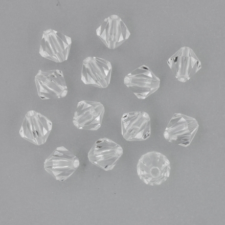 TRANSPARENT PLASTIC BEADS - BICONES 01 - 8x7.5mm WHITE V01 - 50g Hole-1.8mm (270pcs.)