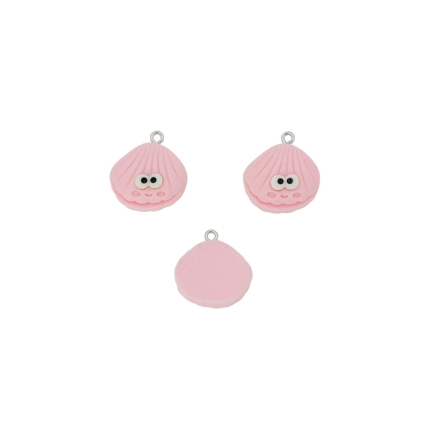 PLASTIC BEADS - RESIN 3D - PENDANT - SEA SHELL 02 - 21x22x8mm PINK (LIGHT)-WHITE-BLACK - PACKAGE 20pcs. Hole-1.8mm