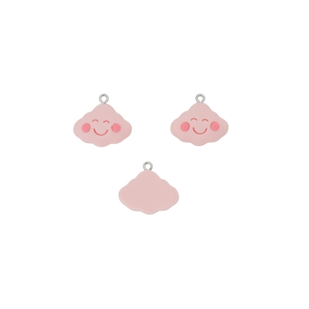 PLASTIC BEADS - RESIN 3D - PENDANT - CLOUD 02 - 23x20x7mm PINK (LIGHT)-PINK - 2pcs. Hole-1.8mm 