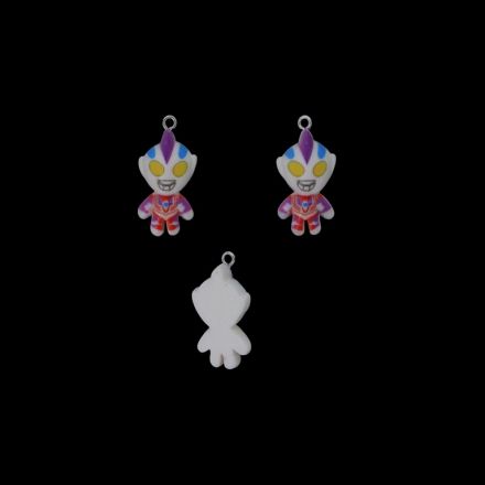 PLASTIC BEADS - RESIN 3D - PENDANT - ULTRAMAN 14 - 15x30x9mm WHITE AND MIX - 2pcs. Hole-1.8mm
