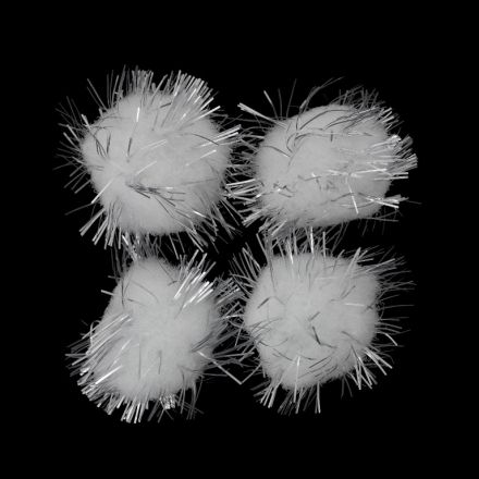 ТЕКСТИЛНИ МЪНИСТА - ПОМПОН ПОЛИЕСТЕРЕН С ЛАМЕ - 20мм БЯЛО 31 - ПАКЕТ 100 бр.