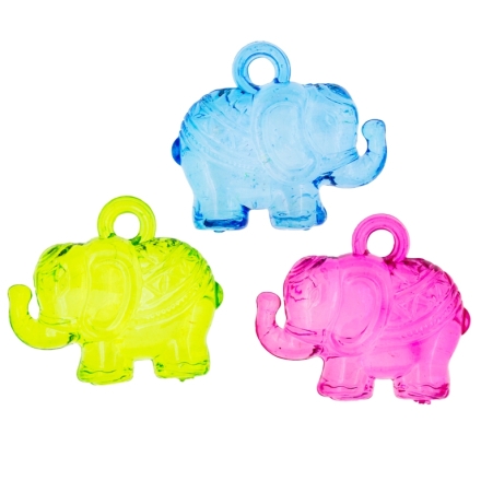 TRANSPARENT PLASTIC BEADS - ELEPHANT - 10x35x31mm MIXED - 50g Hole-4.5mm (9pcs.)