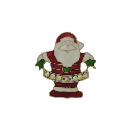 JEWELRY - BROOCH - ENAMEL AND CRYSTALS - SANTA CLAUS В214 - 4.0x4.4cm GOLD-RED-WHITE -1pc.