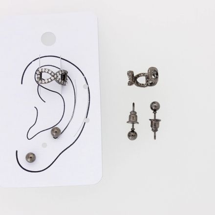 JEWELRY - EAR CUFF - ZIRCON Е888 - OXIDIZED AND WHITE - 1 set