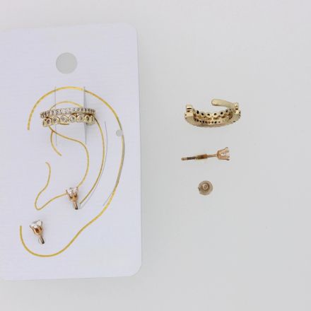 JEWELRY - EAR CUFF - ZIRCON Е889 - GOLD AND WHITE - 1 set