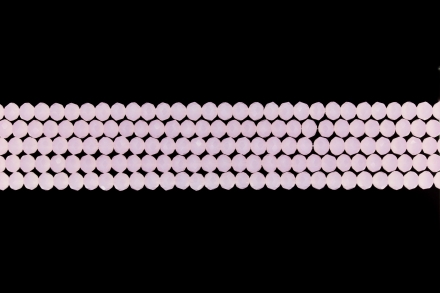 GLASS BEADS - FACETED RONDELLE CRYSTALS - 4x3mm - MILKY - PINK 047 - STRING (128pcs.) Hole-1.0mm