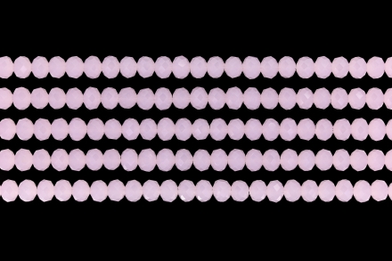GLASS BEADS - FACETED RONDELLE CRYSTALS - 6x5mm - MILKY - PINK 047 - STRING (88pcs.) Hole-1.2mm