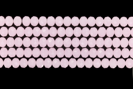 GLASS BEADS - FACETED RONDELLE CRYSTALS - 8x6mm - MILKY - PINK 047 - STRING (66pcs.) Hole-1.5mm