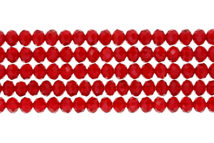 GLASS BEADS - FACETED RONDELLE CRYSTALS - 8x6mm - TRANSPARENT - RED 034 - PACKAGE (5x66pcs.) Hole-1.5mm